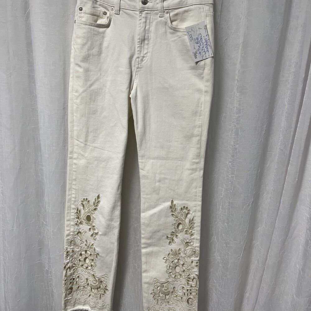 We the Free Womens Cutwork High Rise Cigarette Jeans White size 26 - Picture 2 of 10